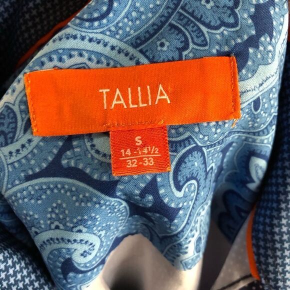 Tallia Navy Blue & White Polka Dot Button Front Paisley Flip Cuff Shirt - S - Picture 12 of 13